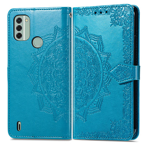 Custodia Portafoglio In Pelle Fantasia Modello Cover con Supporto per Nokia C31 Blu