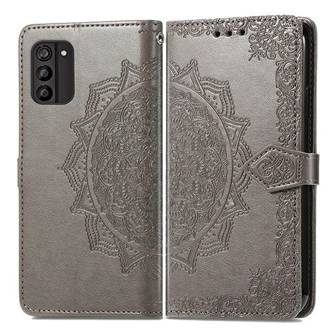 Custodia Portafoglio In Pelle Fantasia Modello Cover con Supporto per Nokia G100 Grigio