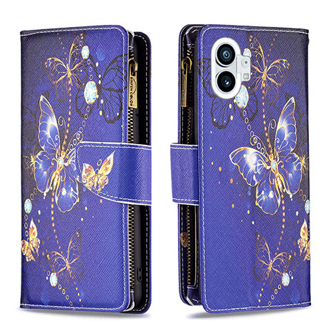 Custodia Portafoglio In Pelle Fantasia Modello Cover con Supporto per Nothing Phone 1 Blu Notte