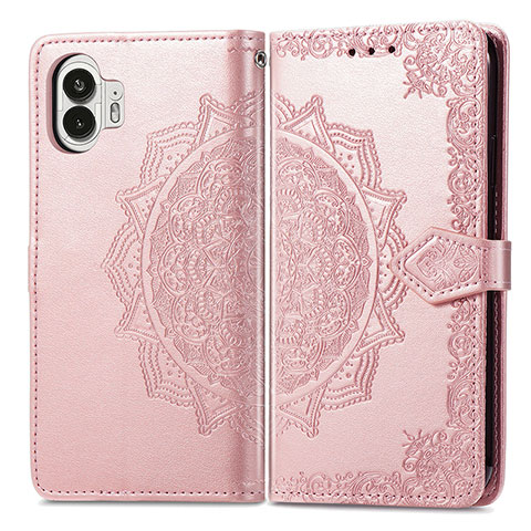 Custodia Portafoglio In Pelle Fantasia Modello Cover con Supporto per Nothing Phone 2 Oro Rosa