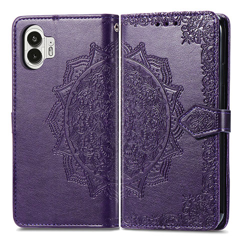 Custodia Portafoglio In Pelle Fantasia Modello Cover con Supporto per Nothing Phone 2 Viola