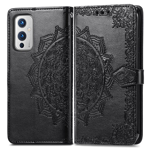 Custodia Portafoglio In Pelle Fantasia Modello Cover con Supporto per OnePlus 9 5G Nero