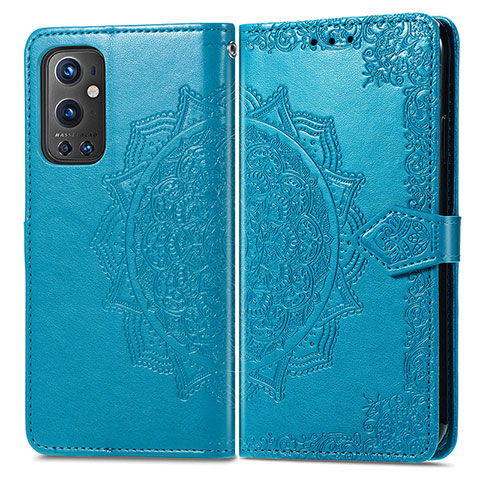 Custodia Portafoglio In Pelle Fantasia Modello Cover con Supporto per OnePlus 9 Pro 5G Blu