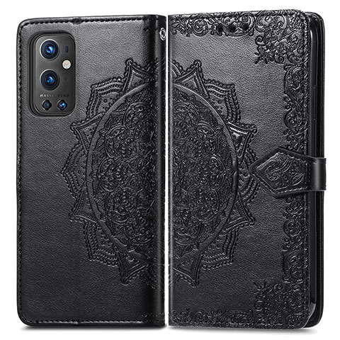 Custodia Portafoglio In Pelle Fantasia Modello Cover con Supporto per OnePlus 9 Pro 5G Nero