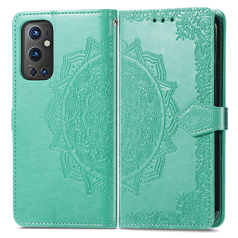 Custodia Portafoglio In Pelle Fantasia Modello Cover con Supporto per OnePlus 9 Pro 5G Verde