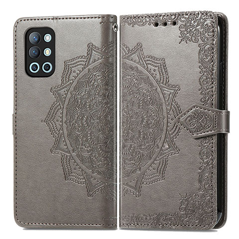 Custodia Portafoglio In Pelle Fantasia Modello Cover con Supporto per OnePlus 9R 5G Grigio