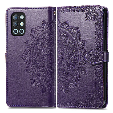 Custodia Portafoglio In Pelle Fantasia Modello Cover con Supporto per OnePlus 9R 5G Viola