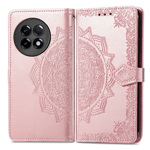 Custodia Portafoglio In Pelle Fantasia Modello Cover con Supporto per OnePlus Ace 2 5G Oro Rosa