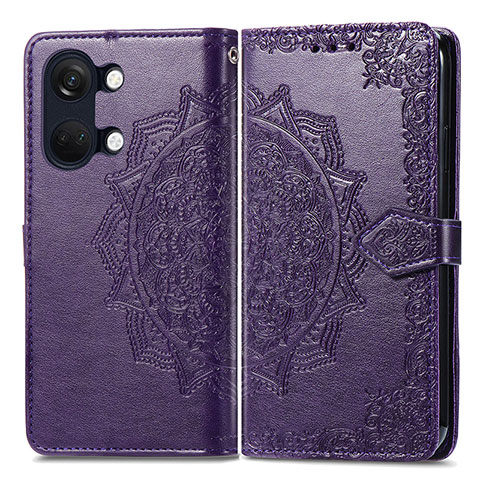 Custodia Portafoglio In Pelle Fantasia Modello Cover con Supporto per OnePlus Ace 2V 5G Viola