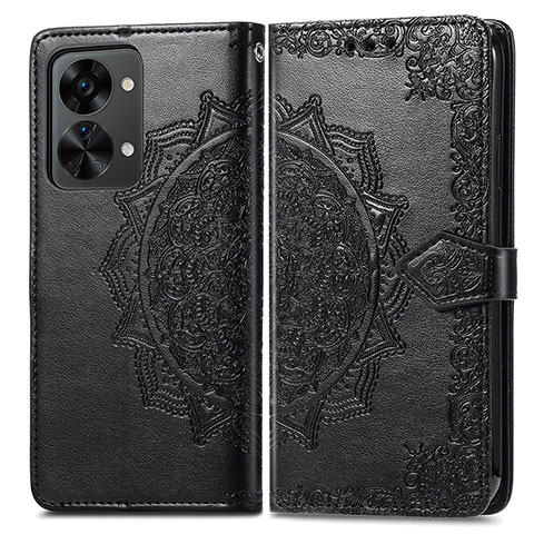 Custodia Portafoglio In Pelle Fantasia Modello Cover con Supporto per OnePlus Nord 2T 5G Nero