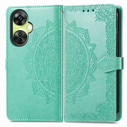 Custodia Portafoglio In Pelle Fantasia Modello Cover con Supporto per OnePlus Nord CE 3 5G Verde