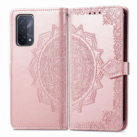 Custodia Portafoglio In Pelle Fantasia Modello Cover con Supporto per OnePlus Nord N200 5G Oro Rosa