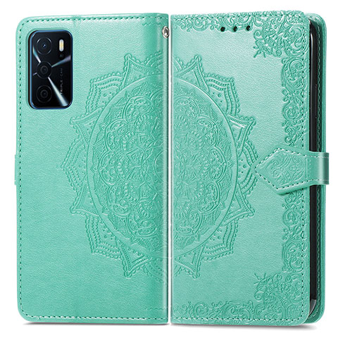 Custodia Portafoglio In Pelle Fantasia Modello Cover con Supporto per Oppo A16 Verde