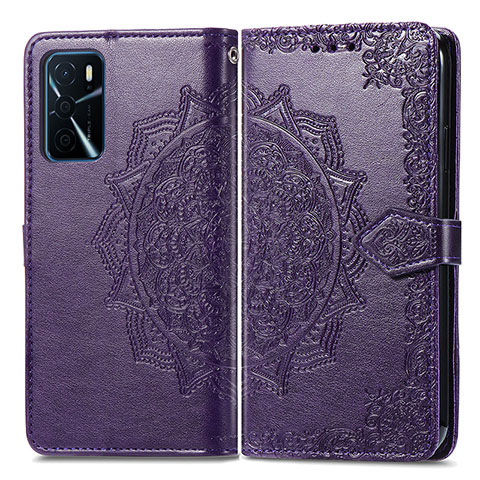 Custodia Portafoglio In Pelle Fantasia Modello Cover con Supporto per Oppo A16 Viola