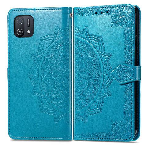 Custodia Portafoglio In Pelle Fantasia Modello Cover con Supporto per Oppo A16e Blu