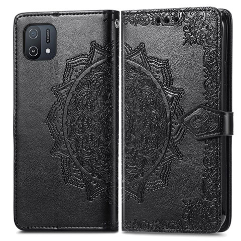 Custodia Portafoglio In Pelle Fantasia Modello Cover con Supporto per Oppo A16e Nero