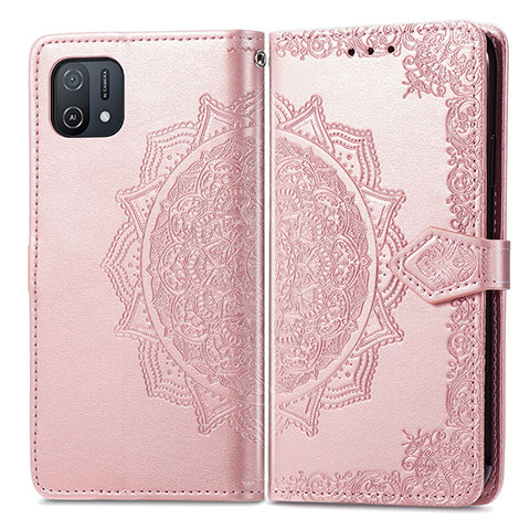 Custodia Portafoglio In Pelle Fantasia Modello Cover con Supporto per Oppo A16e Oro Rosa