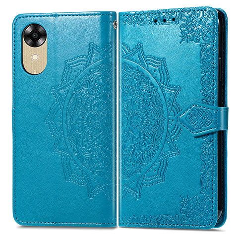 Custodia Portafoglio In Pelle Fantasia Modello Cover con Supporto per Oppo A17K Blu