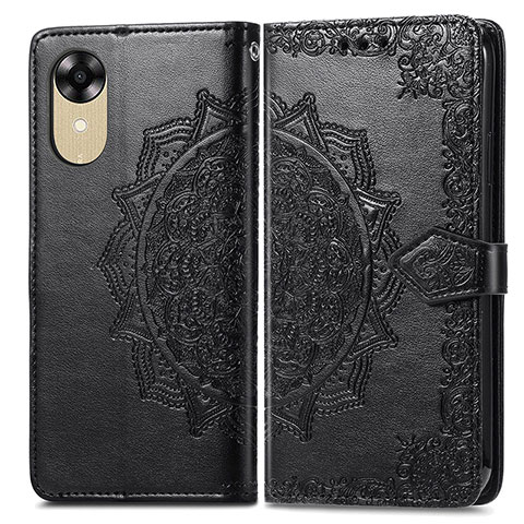 Custodia Portafoglio In Pelle Fantasia Modello Cover con Supporto per Oppo A17K Nero