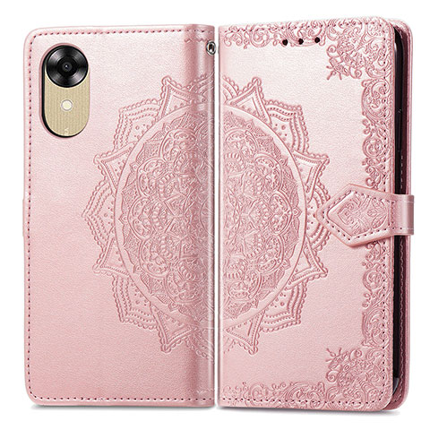 Custodia Portafoglio In Pelle Fantasia Modello Cover con Supporto per Oppo A17K Oro Rosa