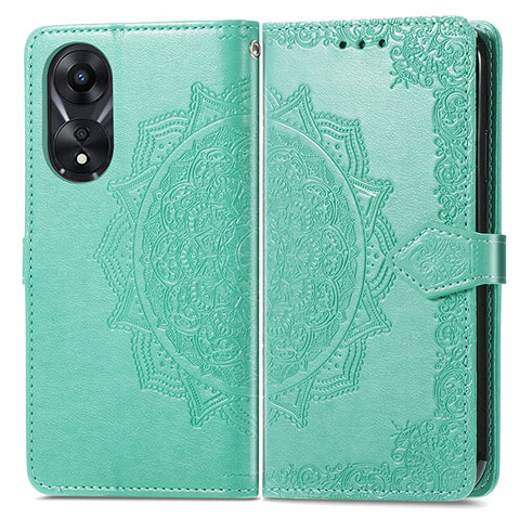 Custodia Portafoglio In Pelle Fantasia Modello Cover con Supporto per Oppo A18 Verde