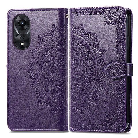 Custodia Portafoglio In Pelle Fantasia Modello Cover con Supporto per Oppo A38 Viola