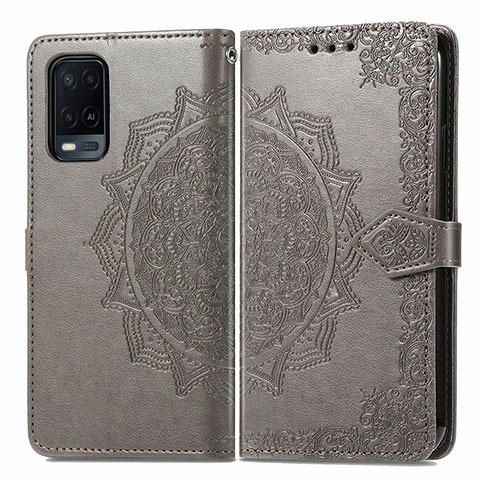 Custodia Portafoglio In Pelle Fantasia Modello Cover con Supporto per Oppo A54 4G Grigio