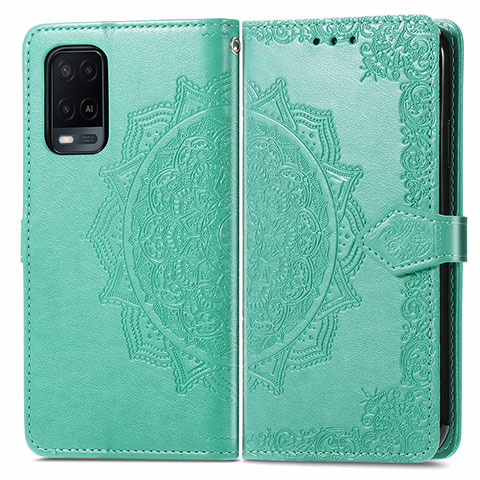 Custodia Portafoglio In Pelle Fantasia Modello Cover con Supporto per Oppo A54 4G Verde