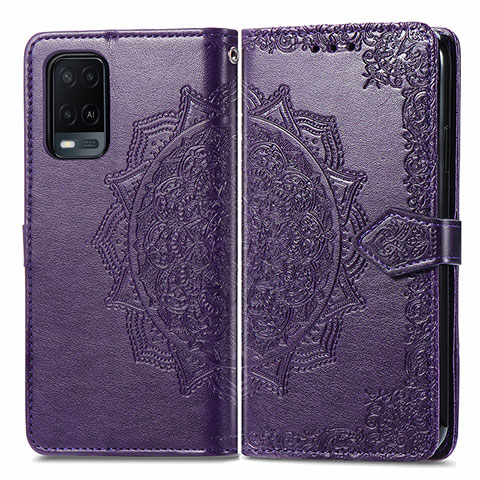 Custodia Portafoglio In Pelle Fantasia Modello Cover con Supporto per Oppo A54 4G Viola