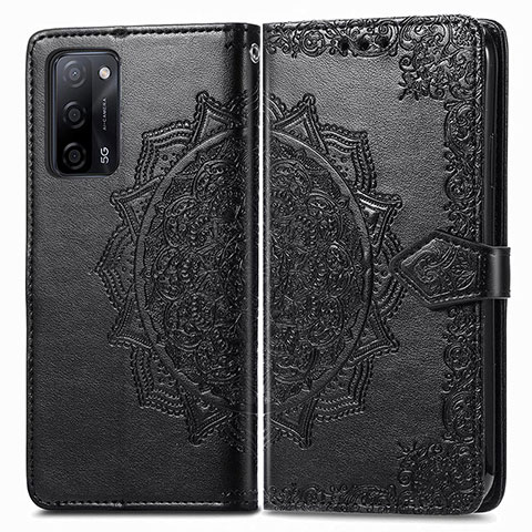 Custodia Portafoglio In Pelle Fantasia Modello Cover con Supporto per Oppo A55 5G Nero