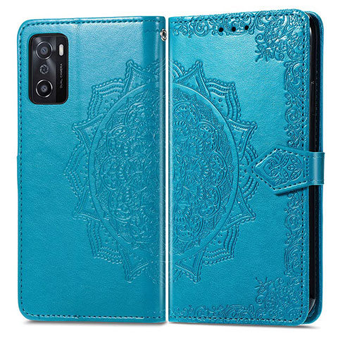 Custodia Portafoglio In Pelle Fantasia Modello Cover con Supporto per Oppo A55S 5G Blu