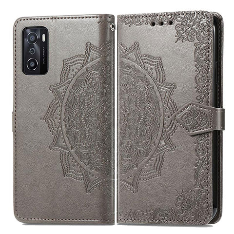 Custodia Portafoglio In Pelle Fantasia Modello Cover con Supporto per Oppo A55S 5G Grigio