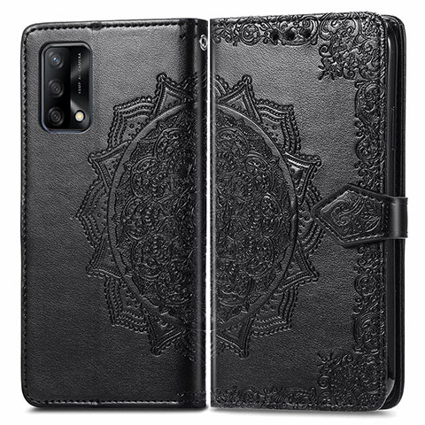 Custodia Portafoglio In Pelle Fantasia Modello Cover con Supporto per Oppo A74 4G Nero