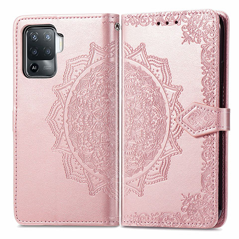 Custodia Portafoglio In Pelle Fantasia Modello Cover con Supporto per Oppo A94 4G Oro Rosa