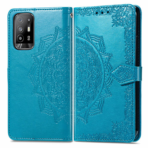 Custodia Portafoglio In Pelle Fantasia Modello Cover con Supporto per Oppo A95 5G Blu