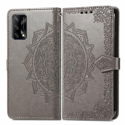 Custodia Portafoglio In Pelle Fantasia Modello Cover con Supporto per Oppo F19s Grigio