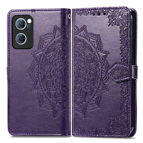 Custodia Portafoglio In Pelle Fantasia Modello Cover con Supporto per Oppo F21 Pro 4G Viola