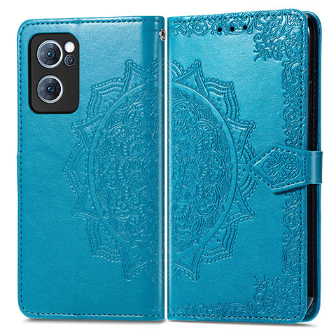 Custodia Portafoglio In Pelle Fantasia Modello Cover con Supporto per Oppo F21s Pro 4G Blu