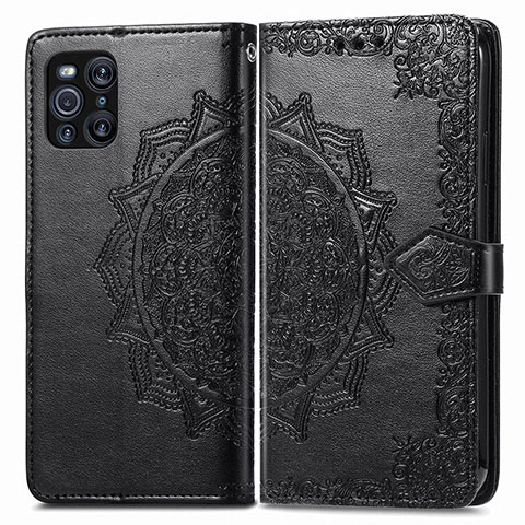 Custodia Portafoglio In Pelle Fantasia Modello Cover con Supporto per Oppo Find X3 5G Nero