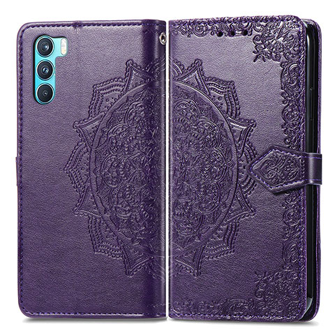 Custodia Portafoglio In Pelle Fantasia Modello Cover con Supporto per Oppo K9 Pro 5G Viola