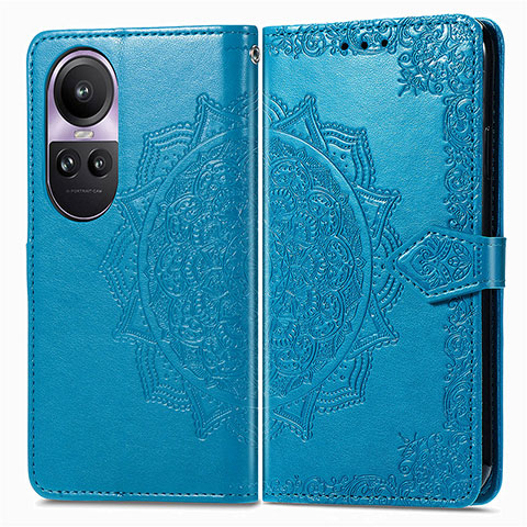 Custodia Portafoglio In Pelle Fantasia Modello Cover con Supporto per Oppo Reno10 5G Blu