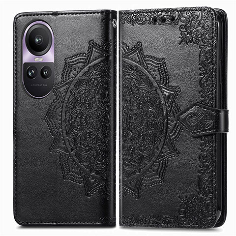 Custodia Portafoglio In Pelle Fantasia Modello Cover con Supporto per Oppo Reno10 5G Nero