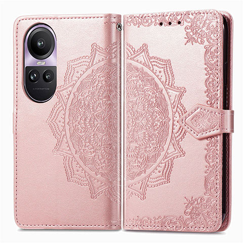 Custodia Portafoglio In Pelle Fantasia Modello Cover con Supporto per Oppo Reno10 Pro 5G Oro Rosa