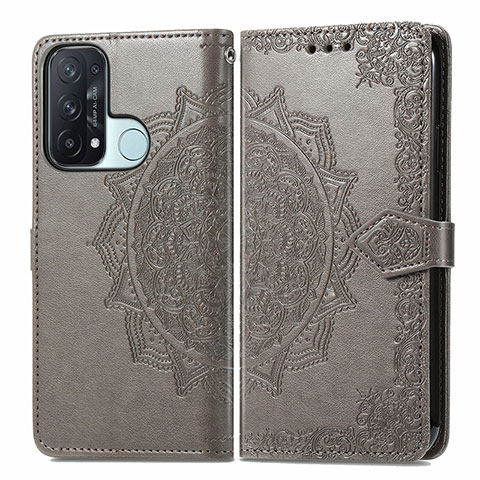 Custodia Portafoglio In Pelle Fantasia Modello Cover con Supporto per Oppo Reno5 A Grigio