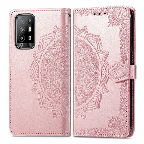 Custodia Portafoglio In Pelle Fantasia Modello Cover con Supporto per Oppo Reno5 Z 5G Oro Rosa