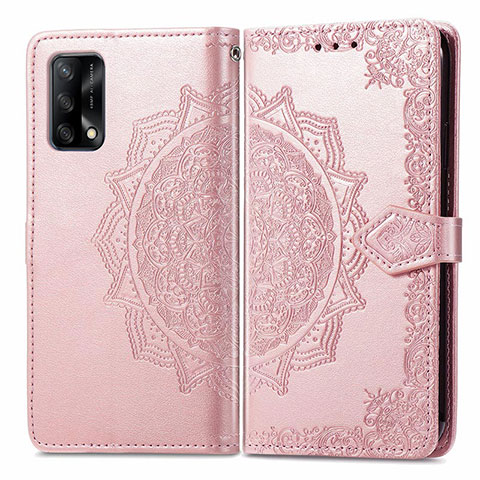 Custodia Portafoglio In Pelle Fantasia Modello Cover con Supporto per Oppo Reno6 Lite Oro Rosa