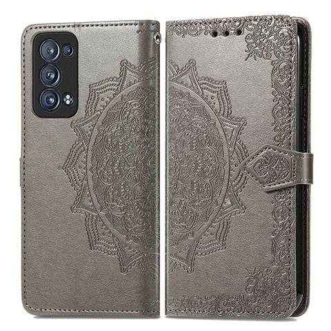 Custodia Portafoglio In Pelle Fantasia Modello Cover con Supporto per Oppo Reno6 Pro 5G Grigio