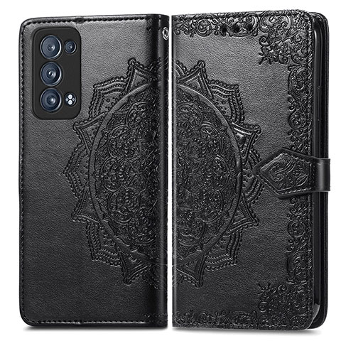 Custodia Portafoglio In Pelle Fantasia Modello Cover con Supporto per Oppo Reno6 Pro 5G Nero