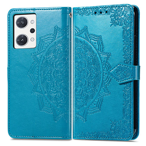 Custodia Portafoglio In Pelle Fantasia Modello Cover con Supporto per Oppo Reno7 A Blu