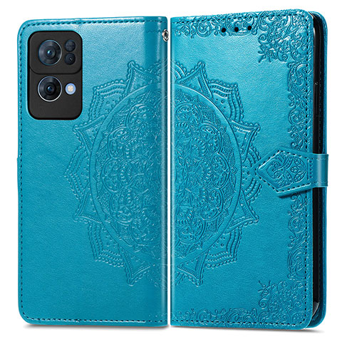 Custodia Portafoglio In Pelle Fantasia Modello Cover con Supporto per Oppo Reno7 Pro 5G Blu